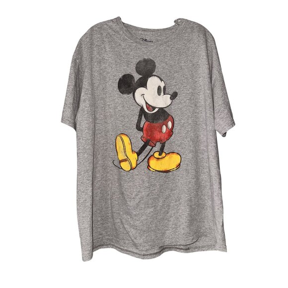 soft Disney Mickey Mouse Heather Gray Short-Sleeve T-Shirt XL 90% Cotton 10% Pol - Picture 2 of 4